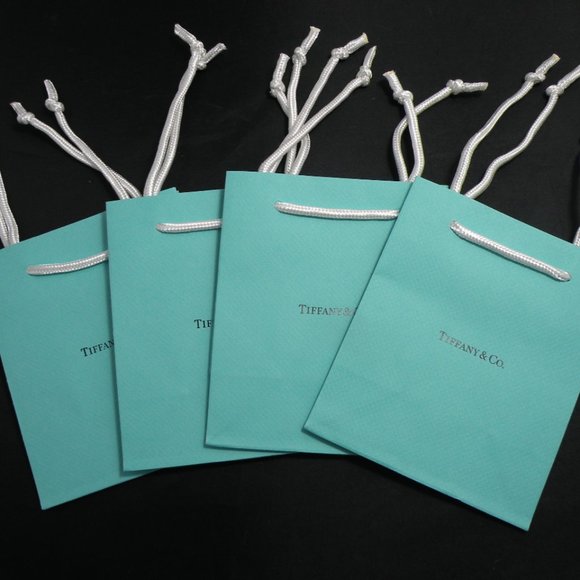 LOT of 4 Small Tiffany & Co. Blue Paper Bags NEW 6" x 5" T& Co. With Handles - Picture 6 of 6